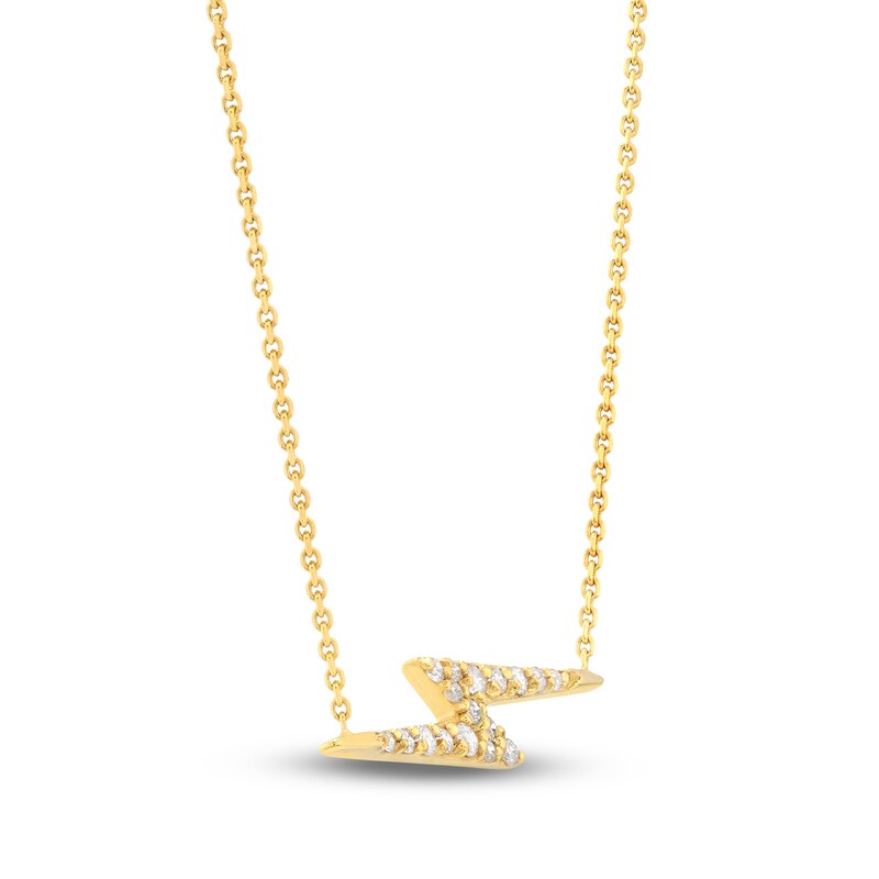 Main Image 2 of Diamond Thunderbolt Necklace 1/8 ct tw Round 14K Yellow Gold 18"