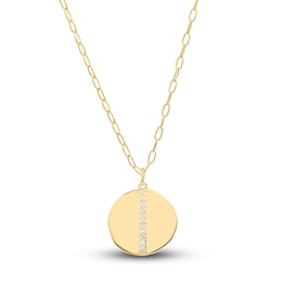 Diamond Medallion Necklace 1/10 ct tw Round 14K Yellow Gold 18"