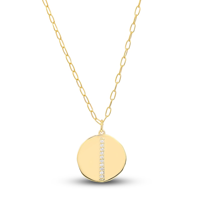 Main Image 1 of Diamond Medallion Necklace 1/10 ct tw Round 14K Yellow Gold 18"