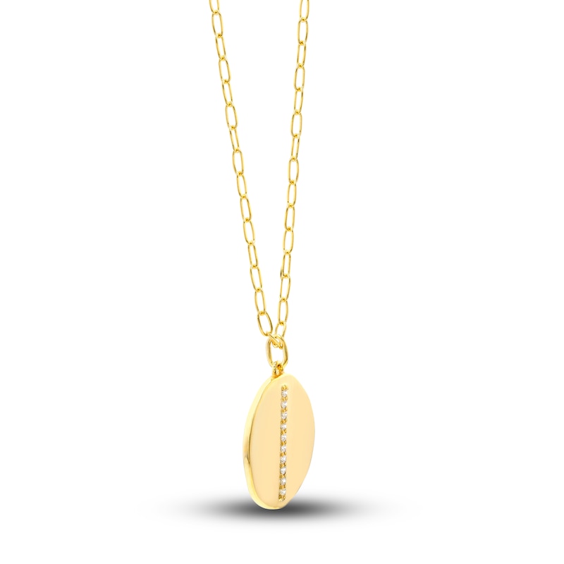 Main Image 2 of Diamond Medallion Necklace 1/10 ct tw Round 14K Yellow Gold 18"