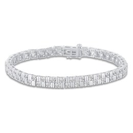 Diamond Double Row Tennis Bracelet 4 ct tw Round 14K White Gold 7&quot;