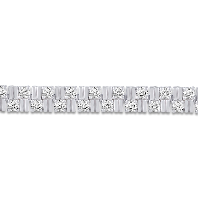 Main Image 3 of Diamond Double Row Tennis Bracelet 4 ct tw Round 14K White Gold 7"