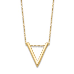High-Polish V Necklace 14K Yellow Gold 17"