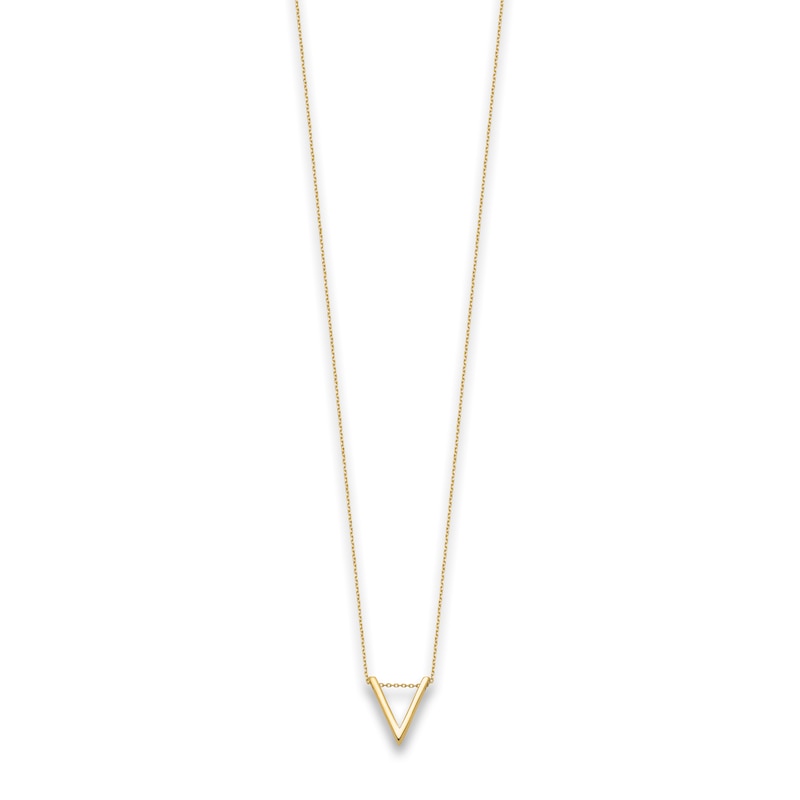 Main Image 2 of High-Polish V Necklace 14K Yellow Gold 17"