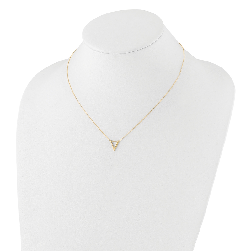Main Image 3 of High-Polish V Necklace 14K Yellow Gold 17"