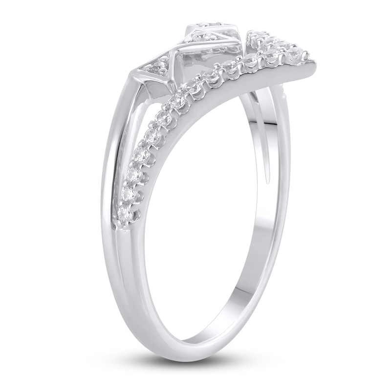 Main Image 2 of Diamond Contour Wedding Band 1/5 ct tw Round 10K White Gold