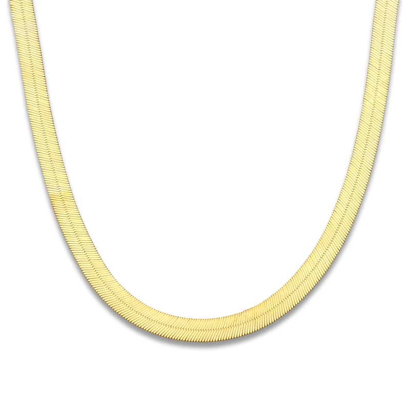 Main Image 1 of Solid Flexible Herringbone Necklace 10K Yellow Gold 20" 4mm