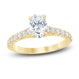 Diamond Hidden Halo Engagement Ring 1-1/2 ct tw Oval/Round 14K Yellow Gold