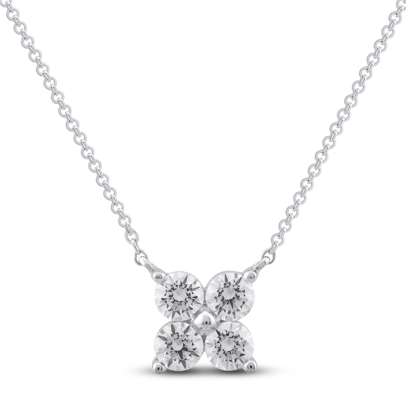 Main Image 1 of Diamond 4-Stone Necklace 3/4 ct tw Round 14K White Gold