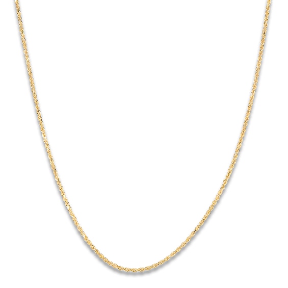 Solid Glitter Rope Necklace 14K Yellow Gold 16" 1.6mm