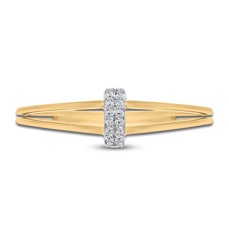 Main Image 2 of High-Polish Vertical Bar Ring Diamond Accents 14K Yellow Gold