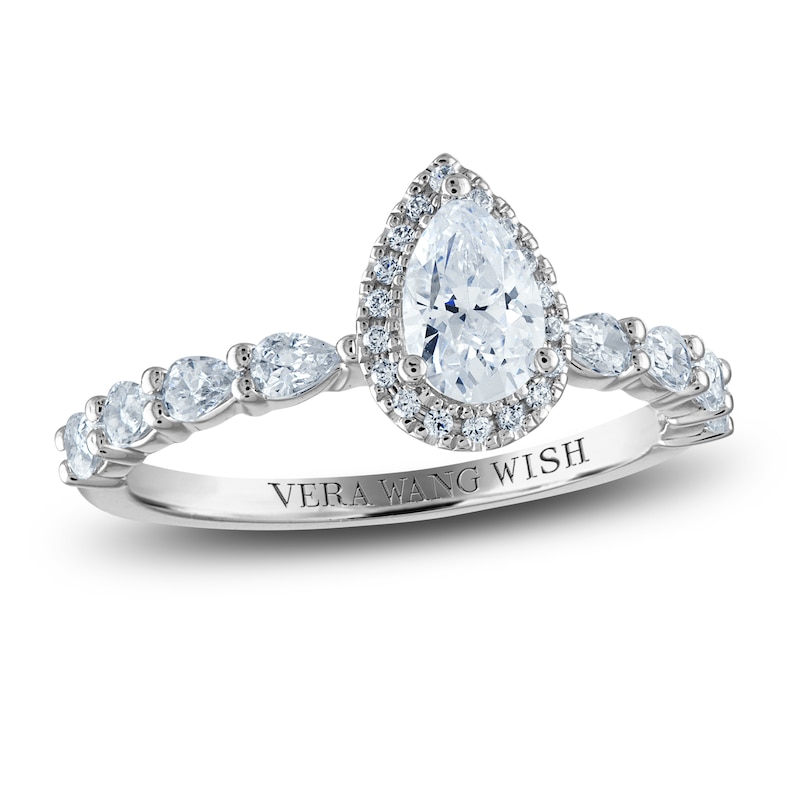 Vera Wang WISH Diamond Engagement Ring 1 ct tw Pear/Round 14K White ...