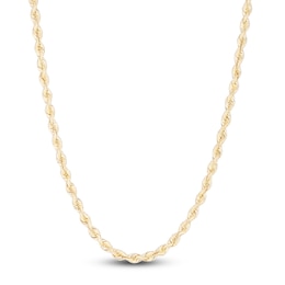 Solid Silk Rope Chain Necklace 14K Yellow Gold 20" 3.7mm