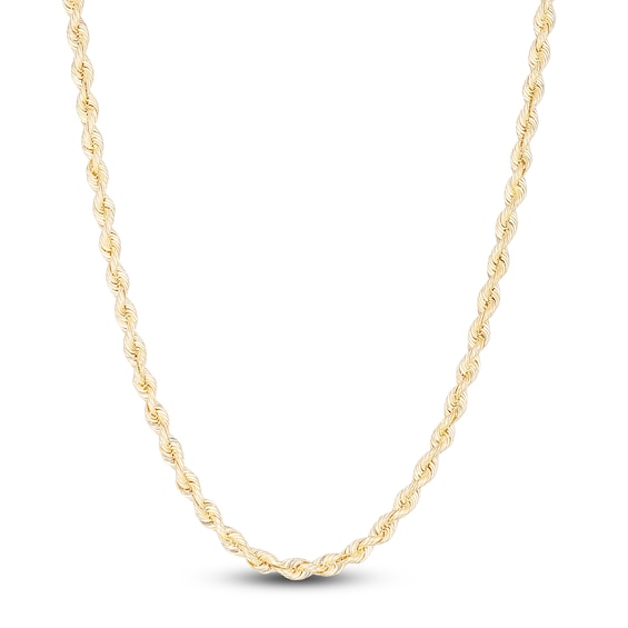 Solid Silk Rope Chain Necklace 14K Yellow Gold 20" 3.7mm