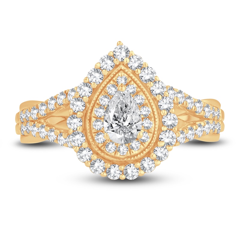 Main Image 3 of Diamond Engagement Ring 1 ct tw Pear/Round 14K Yellow Gold