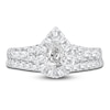 Thumbnail Image 3 of Diamond Double Halo Bridal Set 1-1/2 ct tw Pear/Round 14K White Gold