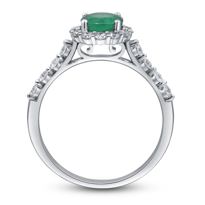 Natural Emerald Ring 1/2 ct tw Round 14K White Gold | Jared