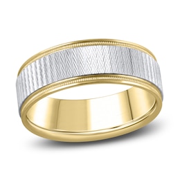 Men's Zig-Zag Wedding Band 14K Two-Tone Gold 7.0mm