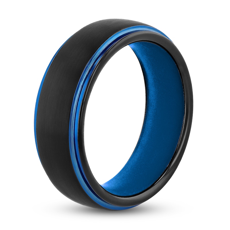 Men's Wedding Band Blue Silicone/Tungsten 8.0mm