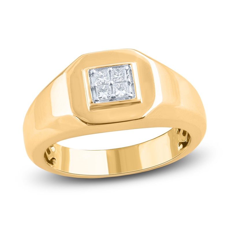 Main Image 1 of Men's Diamond Ring 1/4 ct tw Princess 14K Yellow Gold