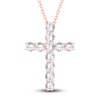 Thumbnail Image 1 of Lab-Grown Diamond Cross Pendant Necklace 5-1/2 ct tw Round 14K Rose Gold