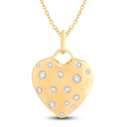 Diamond Heart Pendant Necklace 1/4 ct tw Round 14K Yellow Gold 18"