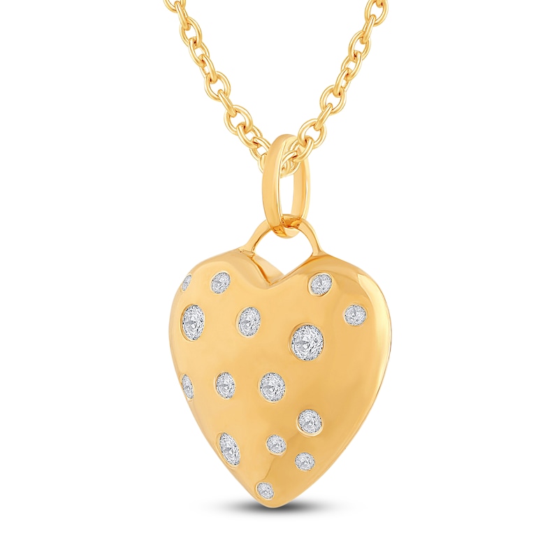 Main Image 2 of Diamond Heart Pendant Necklace 1/4 ct tw Round 14K Yellow Gold 18"
