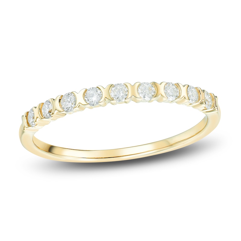 Main Image 1 of Diamond X Bezel Anniversary Band 1/4 ct tw 14K Yellow Gold