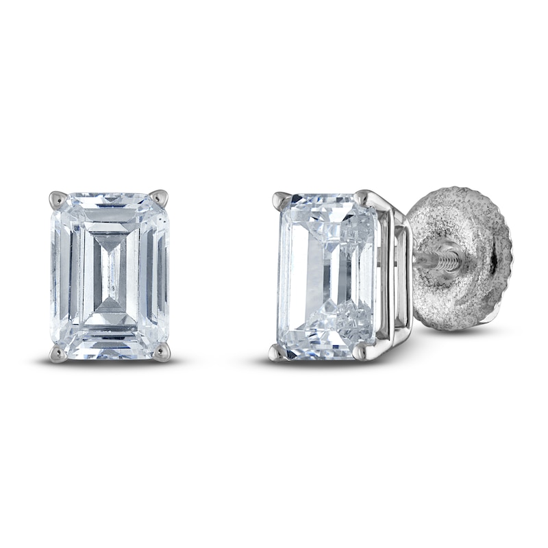Main Image 2 of Emerald-Cut Lab-Grown Diamond Solitaire Stud Earrings 3 ct tw 14K White Gold (F/SI2)