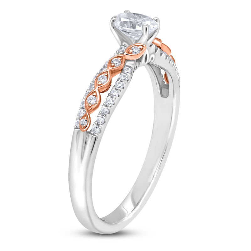 Main Image 2 of Oval-Cut Diamond Bypass Engagement Ring 1/2 ct tw 14K Two-Tone Gold