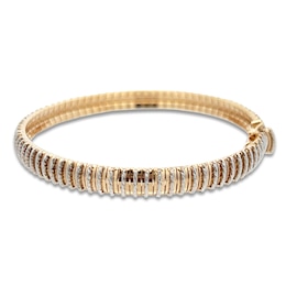 Italia D'Oro Diamond-Cut Cleopatra Bracelet 14K Two-Tone Gold 7"