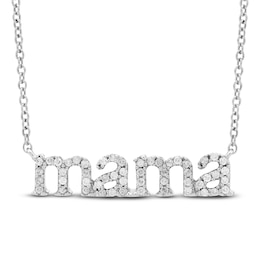 Diamond "Mama" Necklace 1/8 ct tw 10K White Gold 18"