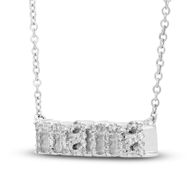Main Image 2 of Diamond "Mama" Necklace 1/8 ct tw 10K White Gold 18"