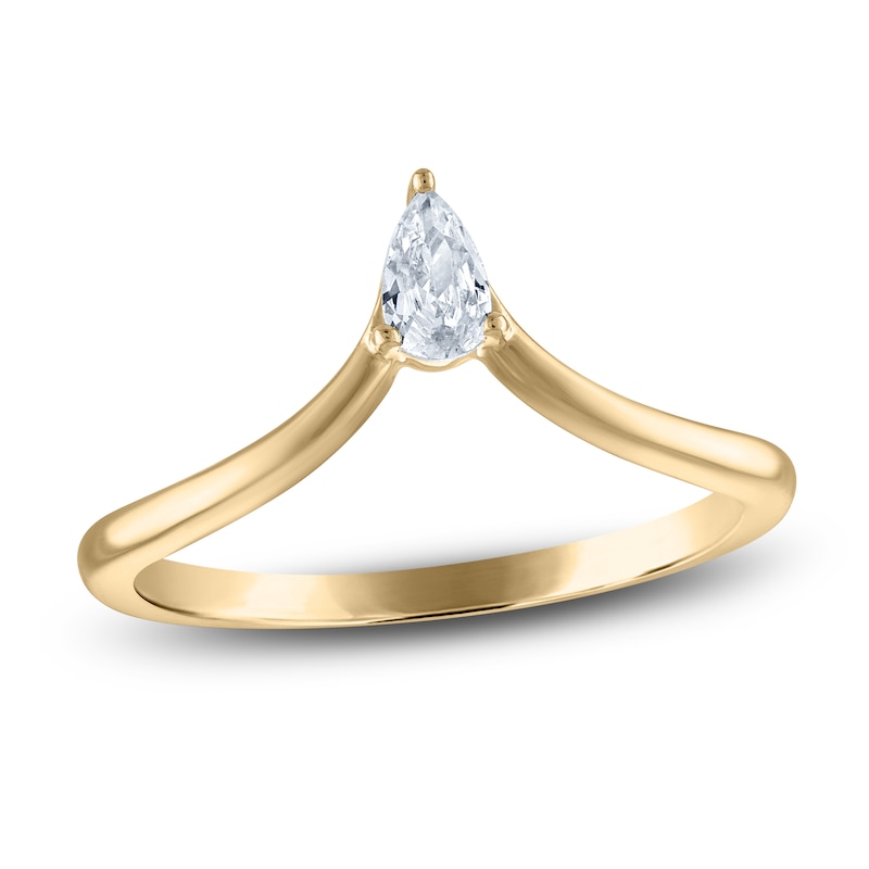Main Image 1 of Pear-Shaped Diamond Contour Ring 1/5 ct tw 14K Yellow Gold