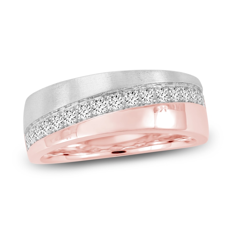 Main Image 1 of Men's Diagonal Diamond Anniversary Band 1/2 ct tw 14K Two-Tone Gold