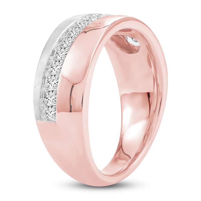 Main Image 2 of Men's Diagonal Diamond Anniversary Band 1/2 ct tw 14K Two-Tone Gold