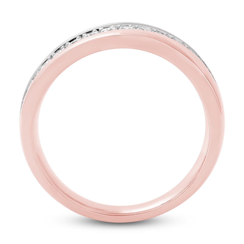 Main Image 3 of Men's Diagonal Diamond Anniversary Band 1/2 ct tw 14K Two-Tone Gold