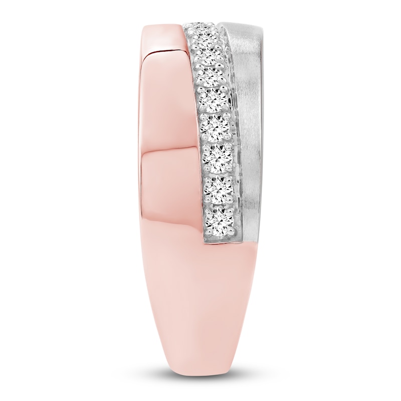 Main Image 4 of Men's Diagonal Diamond Anniversary Band 1/2 ct tw 14K Two-Tone Gold