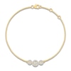Thumbnail Image 1 of Diamond Three-Stone Halo Wheat Chain Bracelet 1/3 ct tw 10K Yellow Gold 7.5"