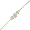 Thumbnail Image 2 of Diamond Three-Stone Halo Wheat Chain Bracelet 1/3 ct tw 10K Yellow Gold 7.5"