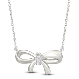 Diamond Bow Necklace 1/20 ct tw Sterling Silver 18"