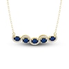 Thumbnail Image 1 of Oval-Cut Natural Blue Sapphire & Diamond Curve Necklace 1/8 ct tw 14K Yellow Gold 18"