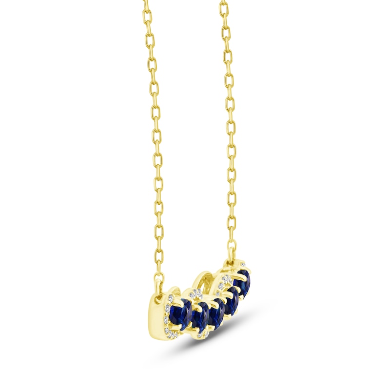 Main Image 2 of Oval-Cut Natural Blue Sapphire & Diamond Curve Necklace 1/8 ct tw 14K Yellow Gold 18"