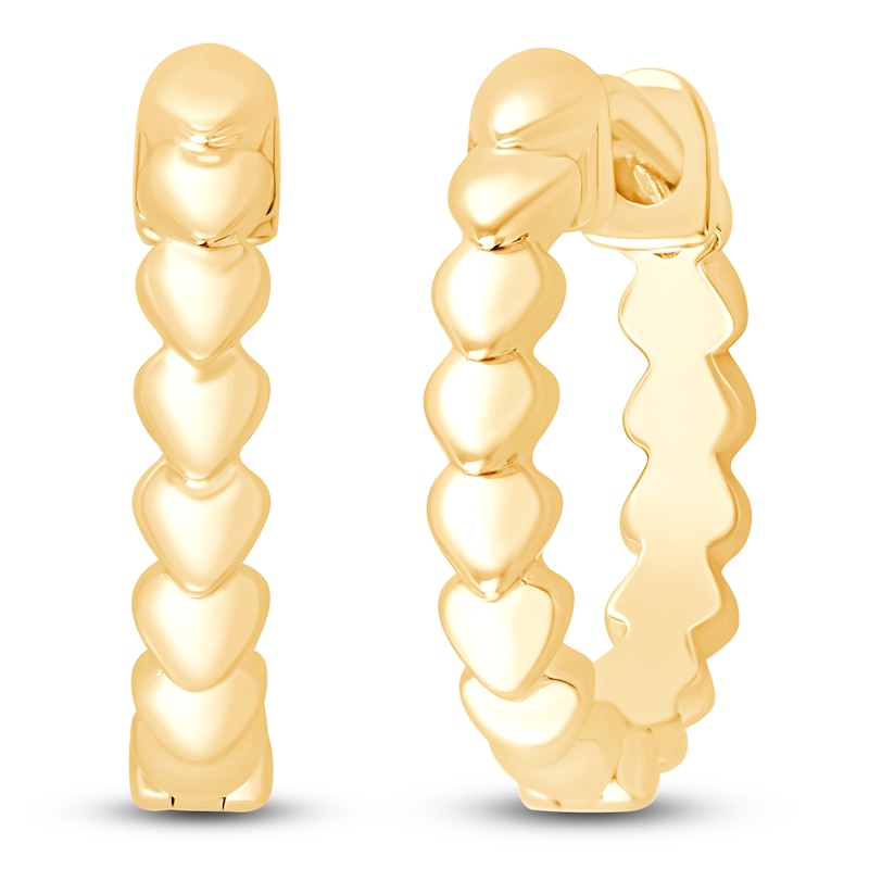 Main Image 2 of Children's Heart Hoop Earrings 14K Yellow Gold