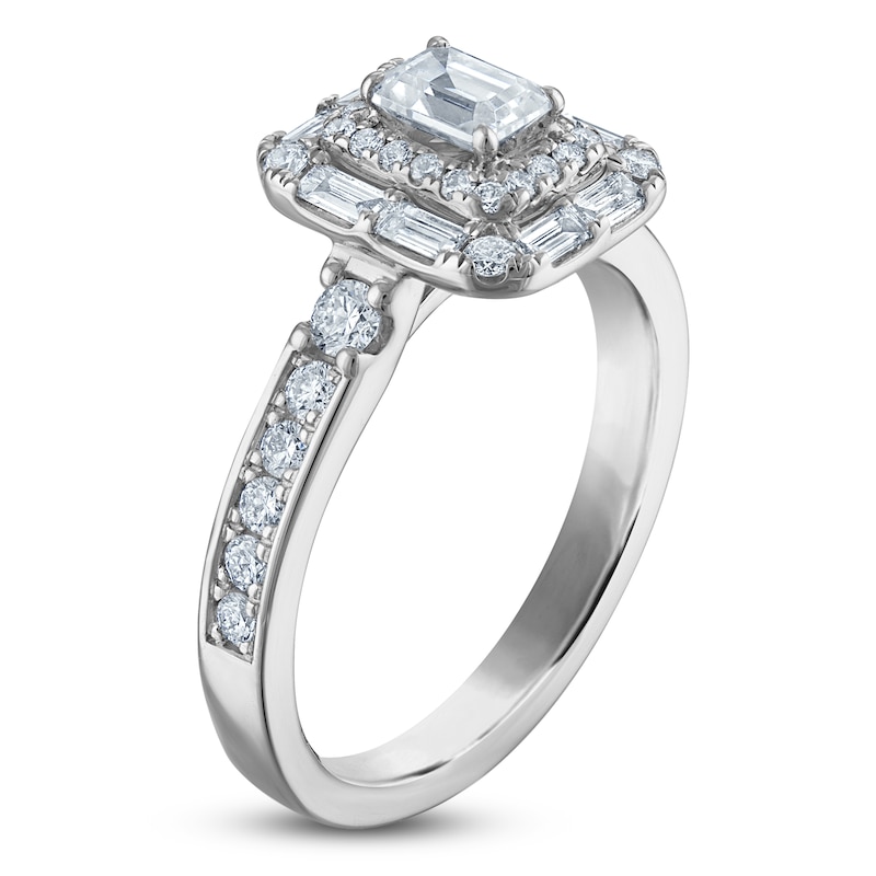 Main Image 2 of Vera Wang VOW Emerald-Cut Diamond Double Halo Engagement Ring 1-1/5 ct tw 14K White Gold