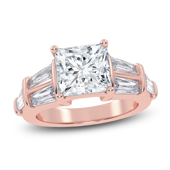 Princess-Cut Lab-Grown Diamond Engagement Ring 3-1/2 ct tw 14K Rose Gold
