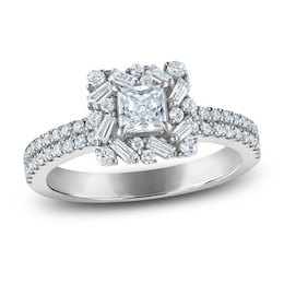 Vera Wang VOW Princess-Cut Diamond Halo Engagement Ring 1 ct tw 14K White Gold