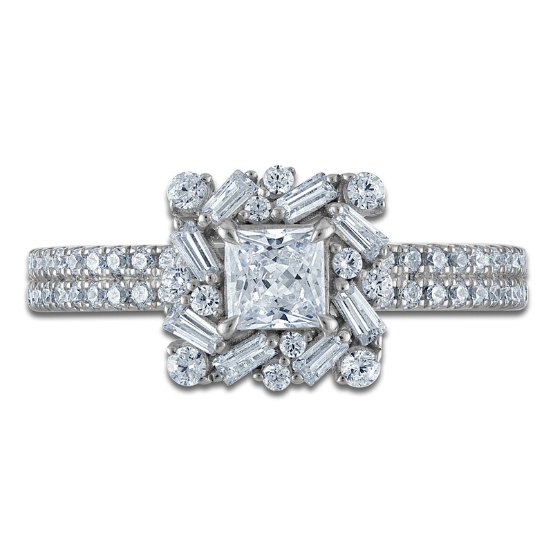Main Image 3 of Vera Wang VOW Princess-Cut Diamond Halo Engagement Ring 1 ct tw 14K White Gold