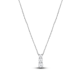 Lab-Grown Diamond Graduated Three-Stone Stack Necklace 1/2 ct tw 14K White Gold 18"