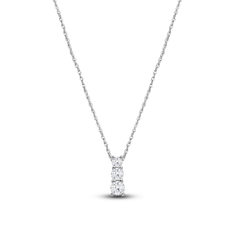 Lab-Grown Diamond Graduated Three-Stone Stack Necklace 1/ ct tw 14K White Gold 18